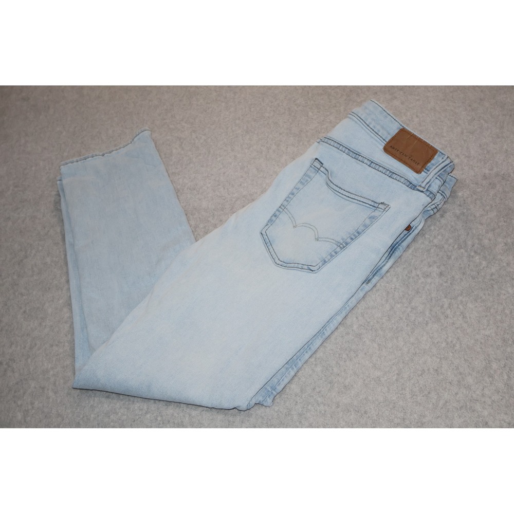 American Eagle Athletic Straight Jeans Mens 33x30 Light Wash Airflex+